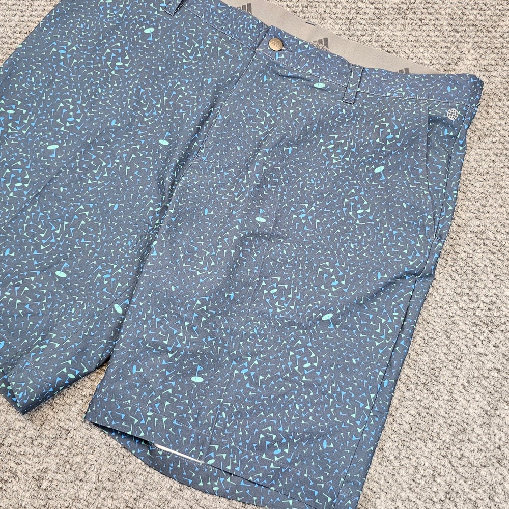 Adidas Golf Shorts Mens Ultimate365 36 Blue Teal Flag Pin Print Performance Pkt